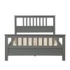 Hard Wood Platform Bed with Headboard Slatted Footboard No Box Spring Needed (Full; Gray) RT