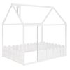(Slats are not included) Full Size Wood Bed House Bed Frame with Fence; for Kids; Teens; Girls; Boys (White )(OLD SKU:WF281294AAK)