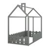 (Slats are not included) Twin Size Wood Bed House Bed Frame with Fence; for Kids; Teens; Girls; Boys (Gray )(OLD SKU :WF194274AAE)