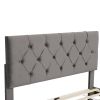 Full Size Storage Bed Velvet Upholstered Platform Bed with a Big Drawer - Grey