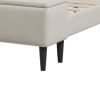Upholstered Storage Bed Frame with Storage Ottoman Bench; No Box Spring Needed; Queen; Beige