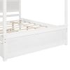 Wood Canopy Bed with Trundle Bed ; Full Size Canopy Platform bed With Support Slats .No Box Spring Needed; Brushed White