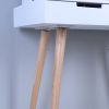 Wooden Mirror Vanity Desk Makeup Table; White