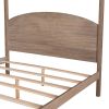 Queen Size Canopy Platform Bed with Headboard and Support Legs; Brown Wash