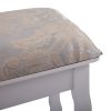Vanity Table and Chair Set, Makeup Dressing Table with Mirror and Large Drawer, Thick Padded Stool - White