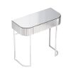 Mirrored Vanity Table; Mirrored Dressing Table; Stainless Steel Glossy Frame Desk for Bedroom Studio Office(Gray Striped Mirrored)