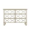 Elegant Mirrored 6-Drawer Dresser with Golden Lines for Living Room; Bedroom