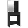 Dressing Table with LED Black 23.6"x15.7"x55.1"