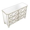 Elegant Mirrored 6-Drawer Dresser with Golden Lines for Living Room; Bedroom