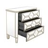 Elegant Mirrored 3-Drawer Chest with Golden Lines for Living Room; Bedroom