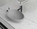 Egg shape Concrete Vessel Bathroom Sink in Grey