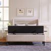 Upholstered Storage Bed Frame with Storage Ottoman Bench; No Box Spring Needed; Queen; Beige