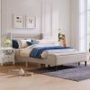 Upholstered Storage Bed Frame with Storage Ottoman Bench; No Box Spring Needed; Queen; Beige