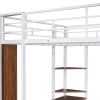 Full Size Metal Loft Bed with 2 Shelves and one Desk ; White (Old SKU: LP000191AAK )