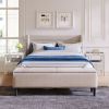 Upholstered Storage Bed Frame with Storage Ottoman Bench; No Box Spring Needed; Queen; Beige