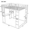 Full Size Metal Loft Bed with 2 Shelves and one Desk ; White (Old SKU: LP000191AAK )