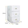 Glass Nightstand; Marble Nightstand with 3 Drawers; Side Table for Bedroom; Living Room(Tempered Glass)