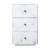Glass Nightstand; Marble Nightstand with 3 Drawers; Side Table for Bedroom; Living Room(Tempered Glass)
