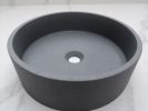 Round Concrete Vessel Bathroom Sink in Dark Grey