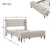 Upholstered Storage Bed Frame with Storage Ottoman Bench; No Box Spring Needed; Queen; Beige