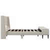 Upholstered Storage Bed Frame with Storage Ottoman Bench; No Box Spring Needed; Queen; Beige
