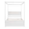 Wood Canopy Bed with Trundle Bed ; Full Size Canopy Platform bed With Support Slats .No Box Spring Needed; Brushed White