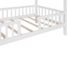 Twin Size Wood House Bed with Fence; White