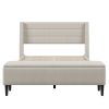 Upholstered Storage Bed Frame with Storage Ottoman Bench; No Box Spring Needed; Queen; Beige