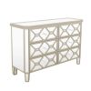 Elegant Mirrored 6-Drawer Dresser with Golden Lines for Living Room; Bedroom