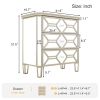 Elegant Mirrored 3-Drawer Chest with Golden Lines for Living Room; Bedroom