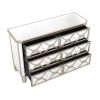 Elegant Mirrored 6-Drawer Dresser with Golden Lines for Living Room; Bedroom