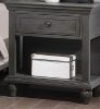 Unique Natural Finish Transitional Wooden Nightstand Bedside Table 1x Drawer and Shelf Storage bedroom Furniture
