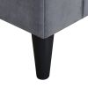 Upholstered Wooden Storage Ottoman Bench with 2 Drawers For Bedroom; Fully Assembled Except Legs and Handles; Gray
