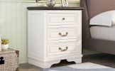 Nightstand with 3 Drawers and USB Charging Ports; Living Room; Bedroom; Beige
