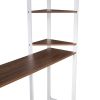 Full Size Metal Loft Bed with 2 Shelves and one Desk ; White (Old SKU: LP000191AAK )
