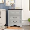 Nightstand with 3 Drawers and USB Charging Ports; Living Room; Bedroom; Gray