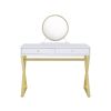 Coleen Vanity Desk w/Mirror &amp; Jewelry Tray in White &amp; Gold Finish AC00667