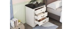 Nightstand with 3 Drawers and USB Charging Ports; Living Room; Bedroom; Beige