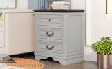 Nightstand with 3 Drawers and USB Charging Ports; Living Room; Bedroom; Gray