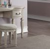 Bedroom Classic Vanity Set Wooden Carved Mirror Stool Drawers Antique White