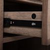 Set of 2 Farmhouse Nightstand, Wood Bedside Table with Drawer and Open Compartment, Light Brown XH