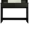 Modern Dressing table with 2 Drawers; 4 open shelves; Rectangular Makeup Table with Mirror; 10-lamp bulb; ; 42.52*15.75* 52.76inch; for Bedroom; Black