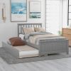 Twin size Platform Bed with Trundle; Gray