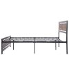 Metal and Wood Bed Frame with Headboard and Footboard ; Full Size Platform Bed ; No Box Spring Needed; Easy to Assemble(BLACK)