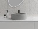 Round Concrete Vessel Bathroom Sink in Dark Grey