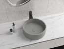 Round Concrete Vessel Bathroom Sink in Dark Grey
