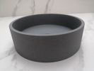 Round Concrete Vessel Bathroom Sink in Dark Grey