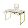 Myles Vanity Set w/USB Port; Antique White &amp; Champagne Finish AC00841