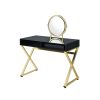 Coleen Vanity Desk w/Mirror &amp; Jewelry Tray in Black &amp; Gold Finish AC00669