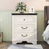 Nightstand with 3 Drawers and USB Charging Ports; Living Room; Bedroom; Beige